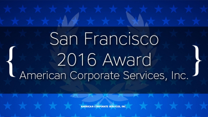 American Corporate Services, Inc. Receives 2016 San Francisco Award
